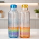 GLASS BOTTLE WITH STRIPE DESIGN 450ml